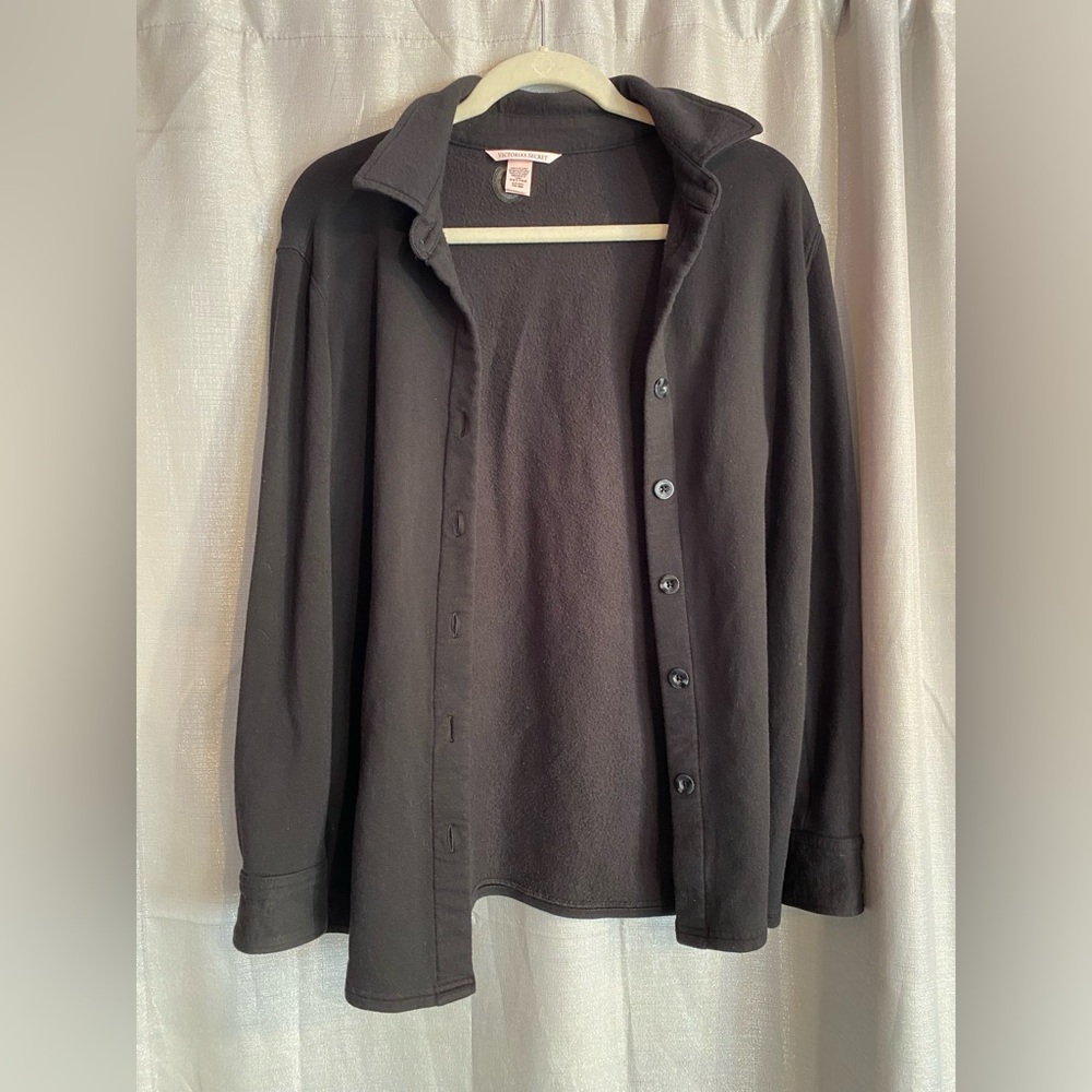 Victoria's Secret soft fleece Black Shirt Jacket size large